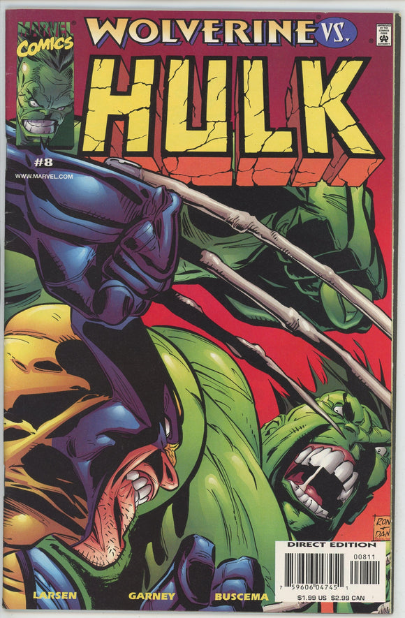 Incredible Hulk #8 (1999) - 7.0 FN/VF *Hulk Vs Wolverine*