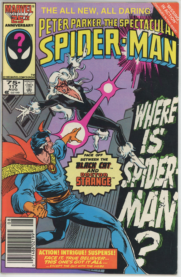 Spectacular Spider-Man #117 (1976) - 7.5 VF- *Missing in Action* Newsstand