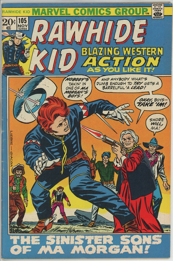 Rawhide Kid #105 (1955) - 5.0 VG/FN *The Sinister Sons of Ma Morgan*