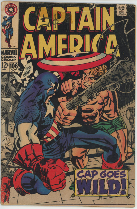 Captain America #106 (1968) - 2.0 GD *Cap Goes Wild*