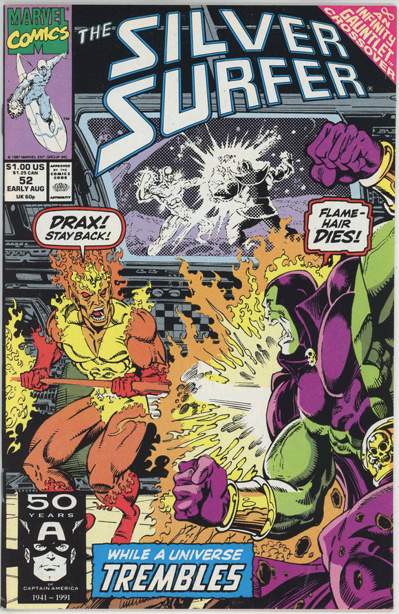 Silver Surfer #52 (1987) - 5.5 FN- *Infinity Gauntlet/The Hero in Absence*