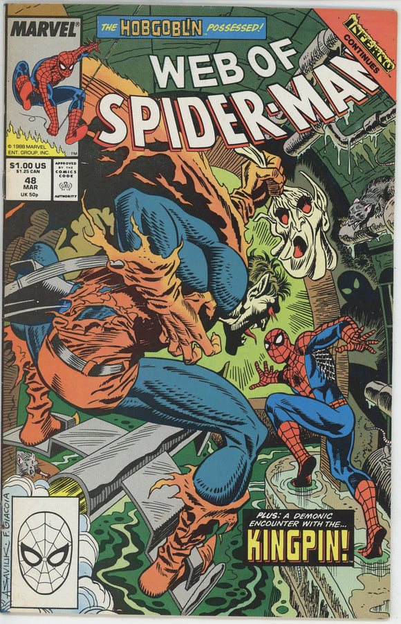 Web of Spider Man #48 (1985) - 6.0 FN *1st Full App Demogoblin*