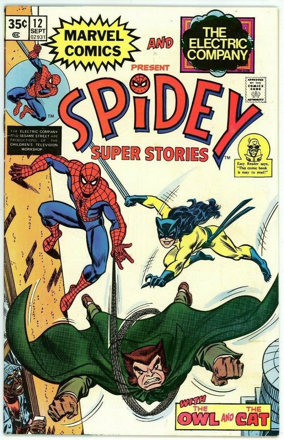 Spidey Super Stories #12 (1974) - 7.0 FN/VF *The Law of the Claw/Owl/Cat*