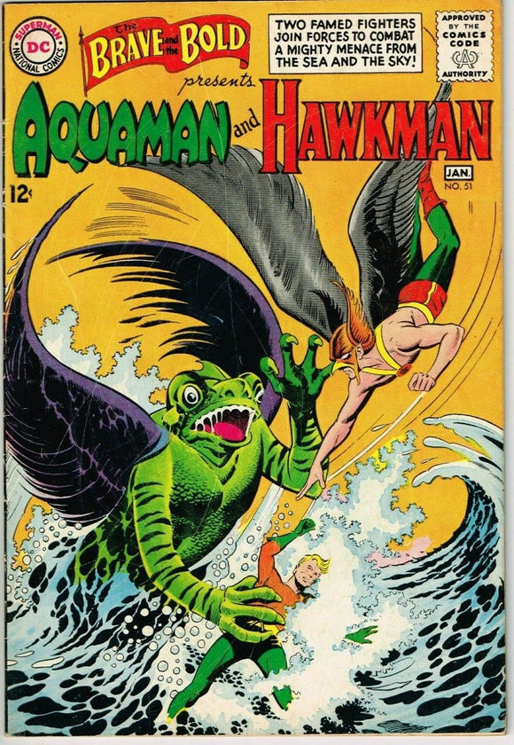 Brave and the Bold #51 (1955) - 5.0 VG/FN *Aquaman/Hawkman Team Up*