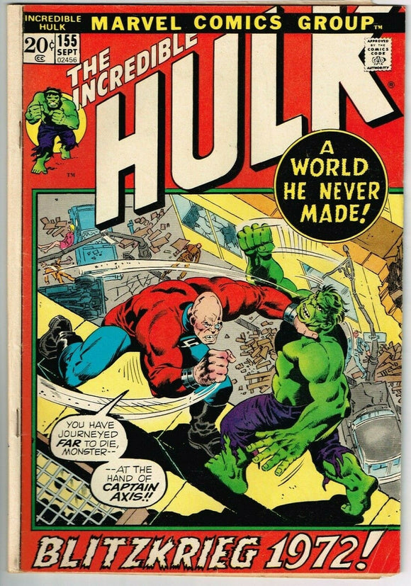 Incredible Hulk #155 (1962) - 5.5 FN- *1st App Captain Axis*