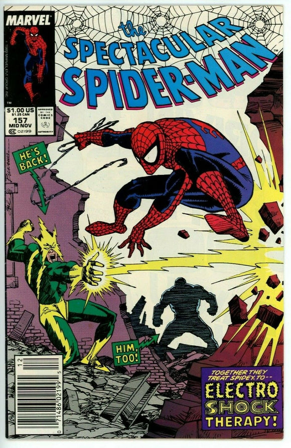 Spectacular Spider-Man #157 (1976) - 8.0 VF *Shakedown/Electro* Newsstand