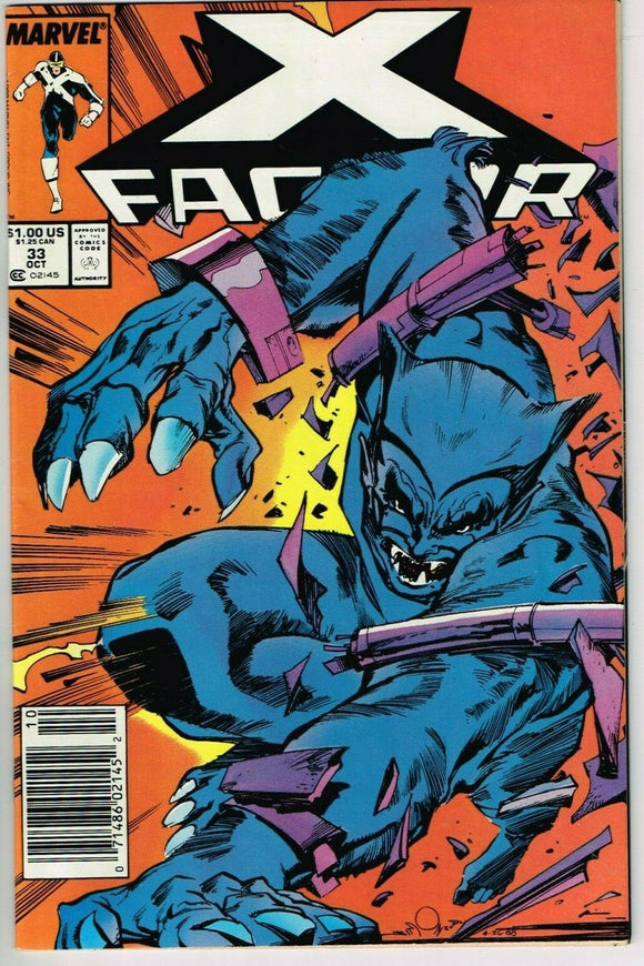 X-Factor #33 (1986) - 8.0 VF *Beast Back to Blue Fur* Newsstand