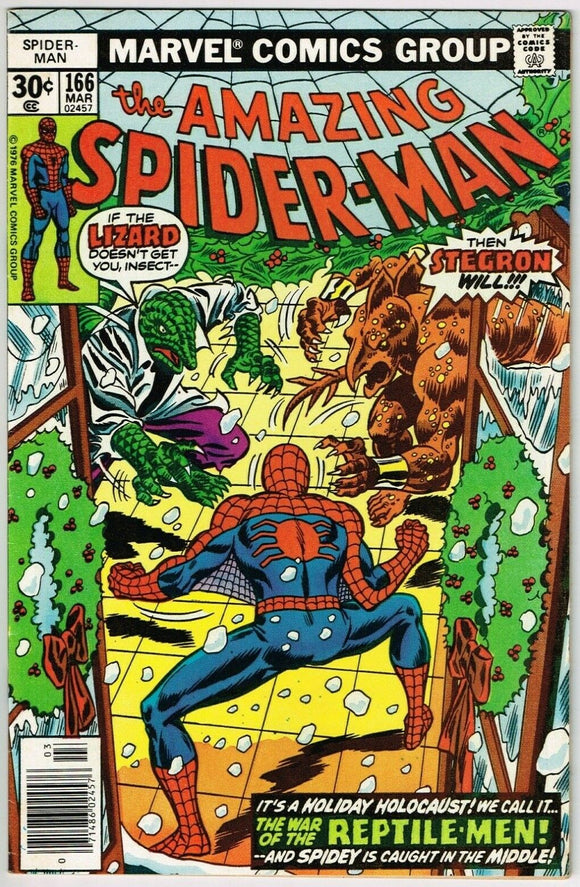 Amazing Spider Man #166 (1963) - 7.5 VF- *Stegron/Lizard/War of the Reptile Men