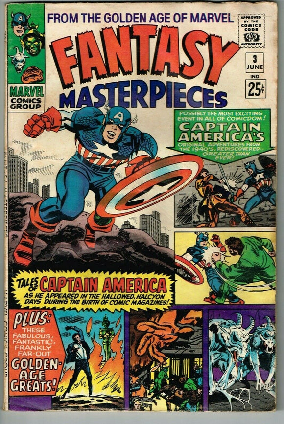 Fantasy Masterpieces #3 (1966) - 2.5 GD+ *Captain America/Horror Reprints*