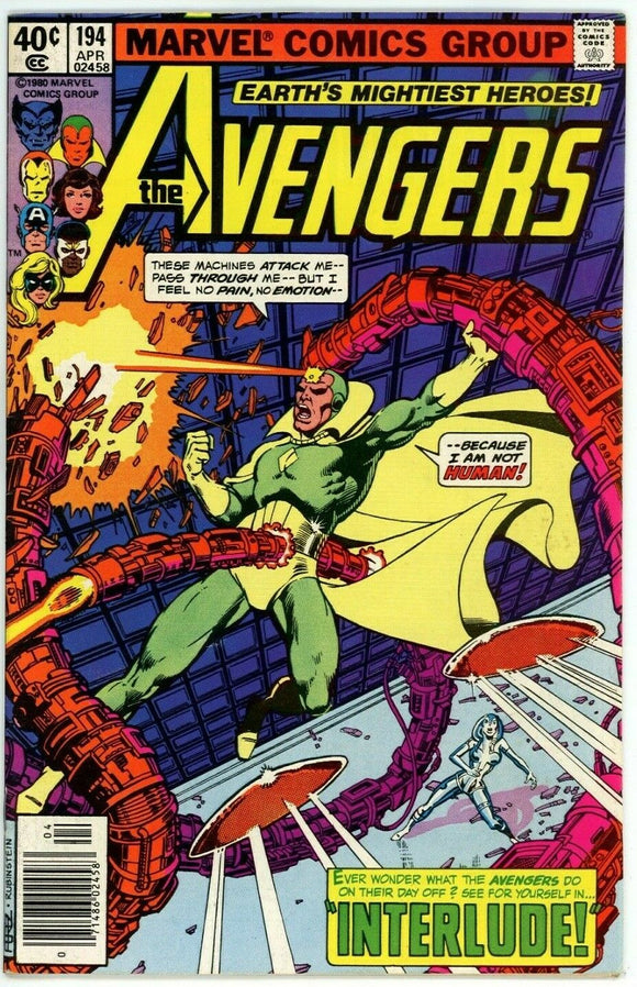 Avengers #194 (1963) - 7.5 VF- *Vision/Interlude*