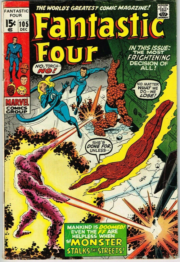 Fantastic Four #105 (1962) - 4.0 VG *The Monster in the Streets*