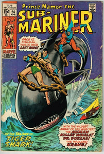 Sub-Mariner #24 (1968) - 3.5 VG- *The Lady and the Tiger Shark*