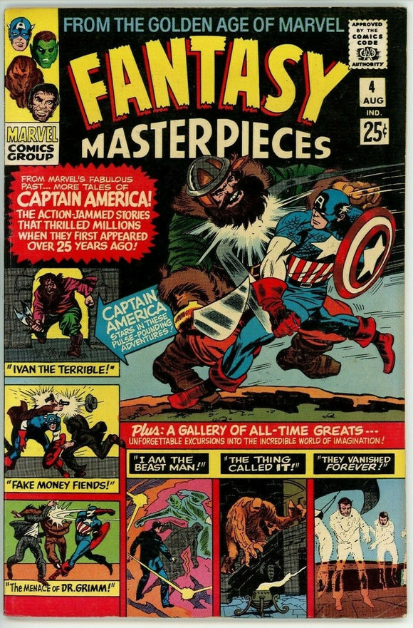 Fantasy Masterpieces #4 (1966) - 7.0 FN/VF *Kirby Cover/Capt America #4 Reprint*