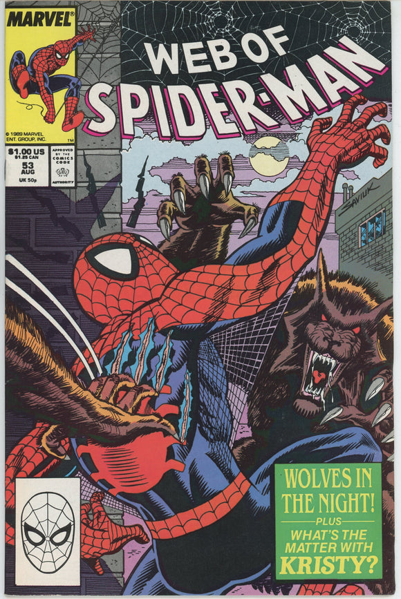 Web of Spider Man #53 (1985) - 7.5 VF- *Wolves in the Night*