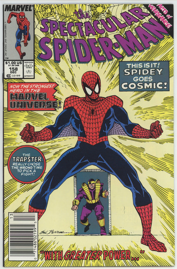 Spectacular Spider-Man #158 (1976) - 8.5 VF+ *1st App Cosmic Spidey Newsstand