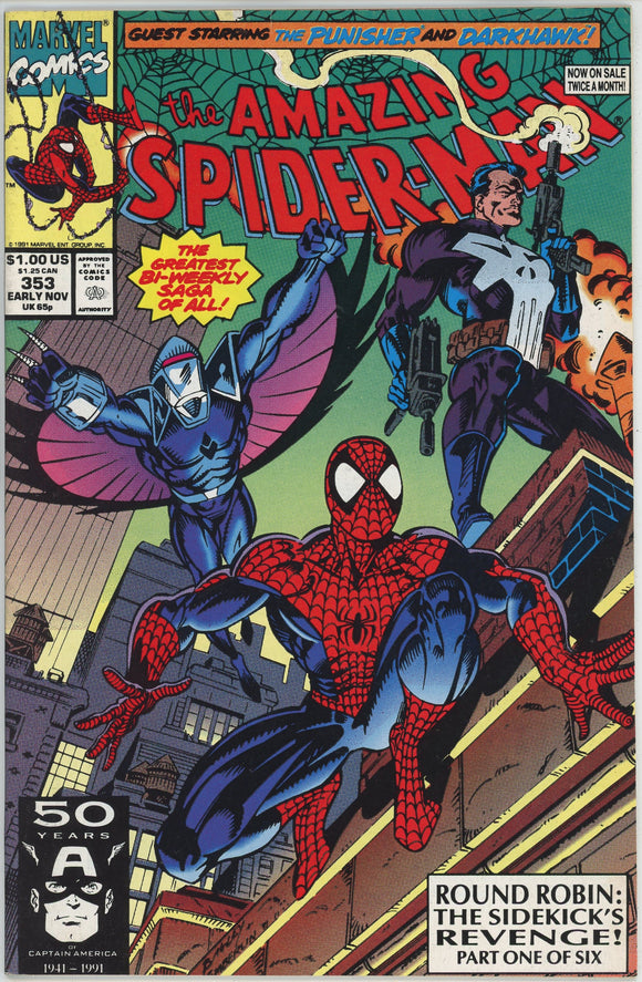 Amazing Spider Man #353 (1963) - 8.5 VF+ *Darkhawk/Punisher*