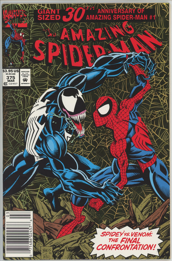 Amazing Spider Man #375 (1963) - 9.0 VF/NM *Venom/Anniversary Issue Newsstand