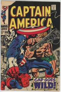 Captain America #106 (1968) - 4.0 VG *Cap Goes Wild*