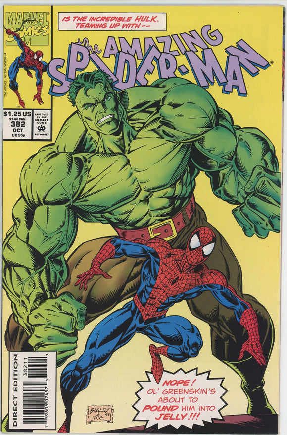 Amazing Spider Man #382 (1963) - 9.0 VF/NM *Hulk/Emerald Rage*