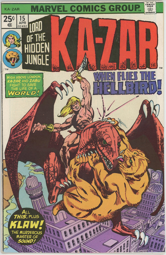 Ka-Zar #15 (1974) - 8.5 VF+ *When Shatters the Gateway to Hell*