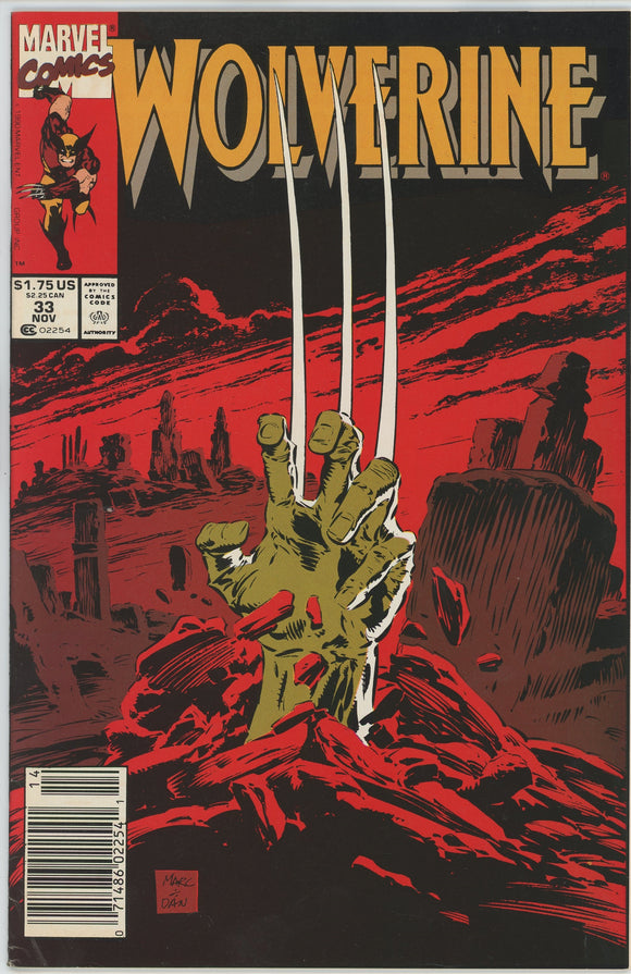 Wolverine #33 (1988) - 7.0 FN/VF *Grave Undertakings/Great Cover* Newsstand