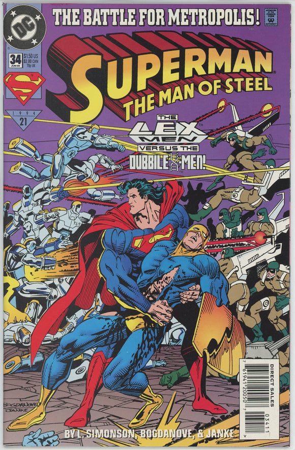 Superman The Man of Steel #34 (1991) - 9.0 VF/NM *The Battle for Metropolis*