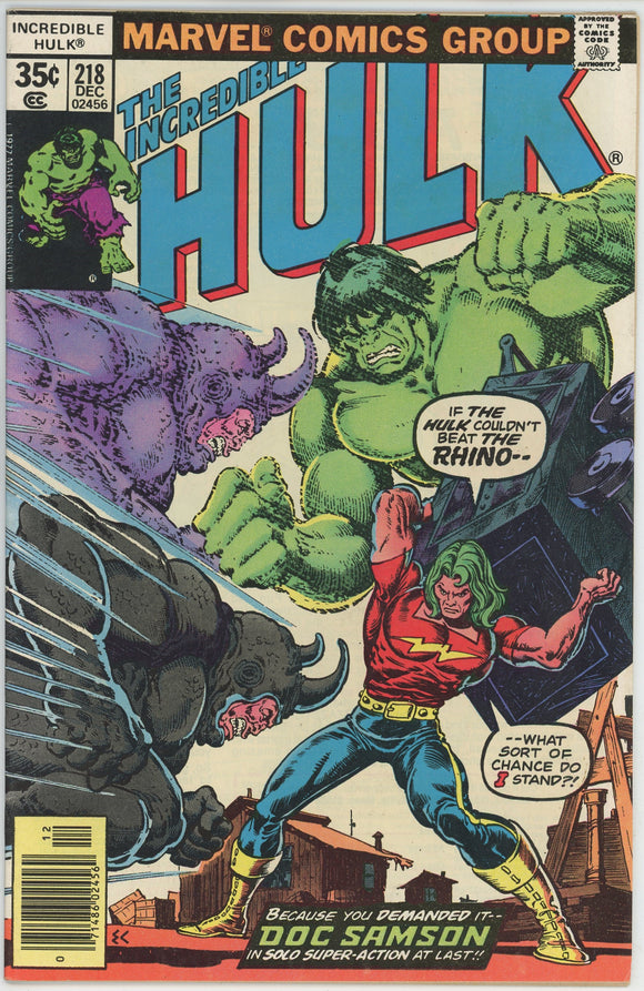 Incredible Hulk #218 (1962) - 8.5 VF+ *Rhino Vs Doc Samson*