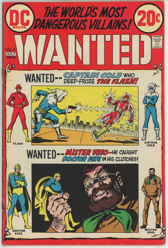 Wanted the World's Most Dangerous Villains #8 (1972) - 6.0 FN *Flash/Big Freeze*