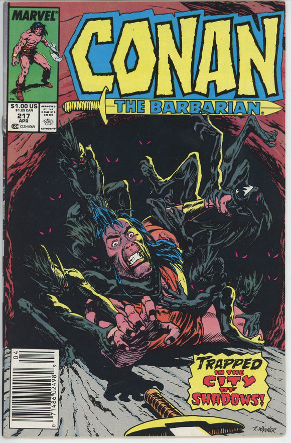 Conan the Barbarian #217 (1970) - 7.0 FN/VF *City of Shadows* Newsstand