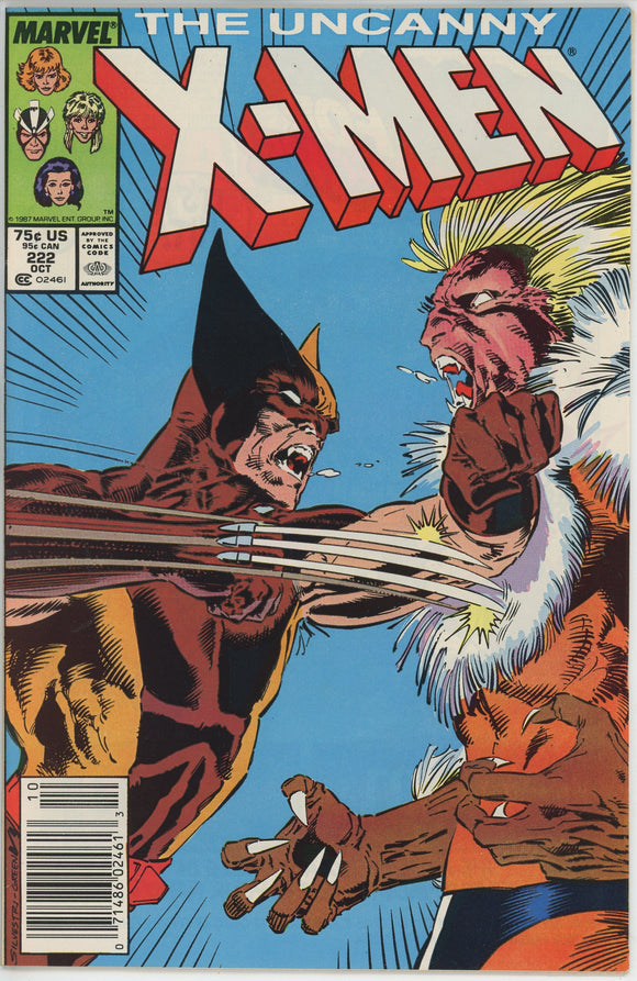 Uncanny X-Men #222 (1963) - 5.5 FN- *Wolverine Vs Sabretooth* Newsstand