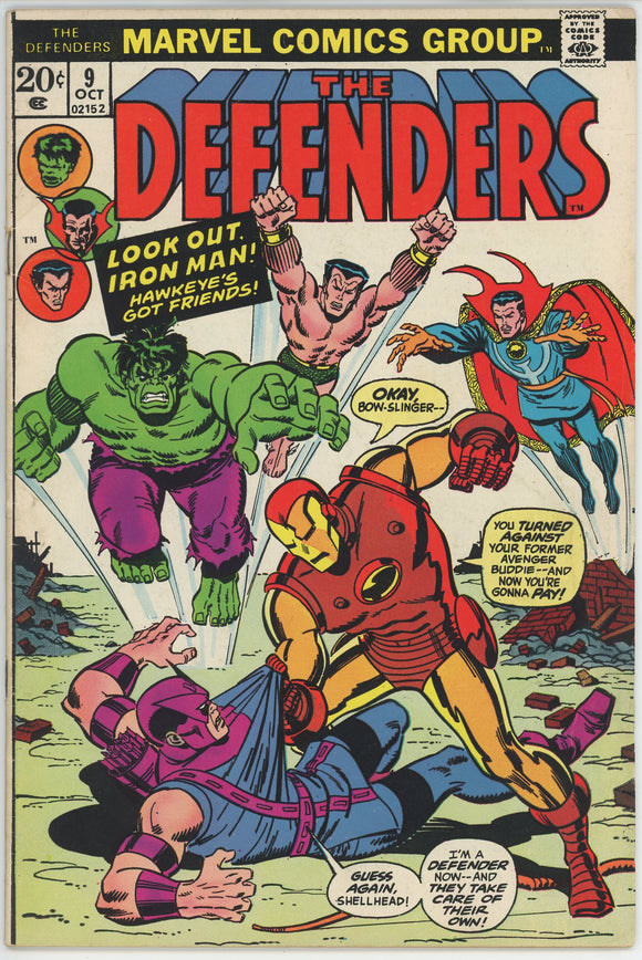 Defenders #9 (1972) - 5.5 FN- *Divide and Conquer/Defends Vs Avengers*