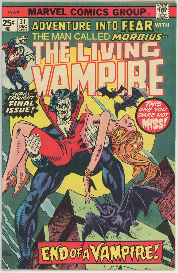 Fear #31 (1970) - 7.5 VF- *The End of a Vampire/Final Issue*