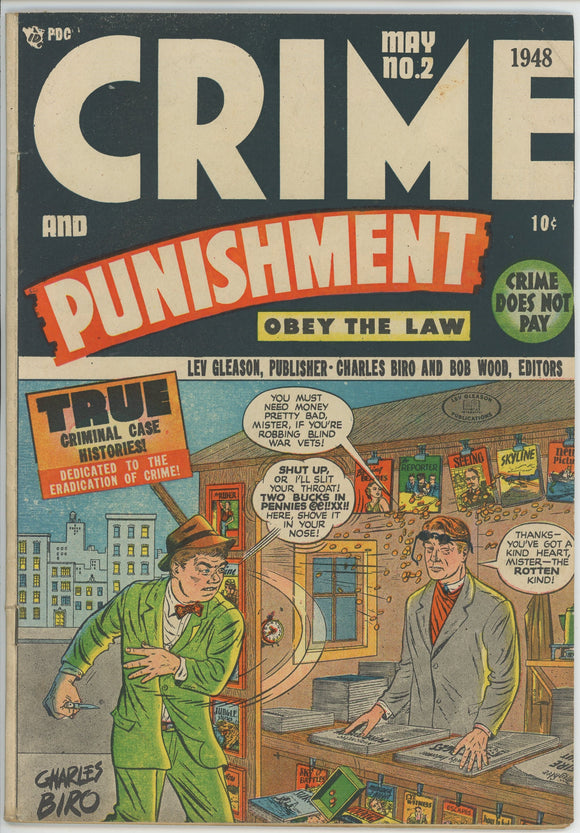 Crime and Punishment #2 (1948 Lev Gleason) - 5.5 FN- *Charles Biro*