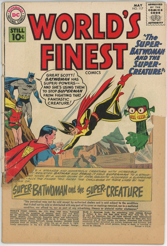 World's Finest #117 (1941) - 0.5 PR *Super-Batwoman and the Super-Creature*