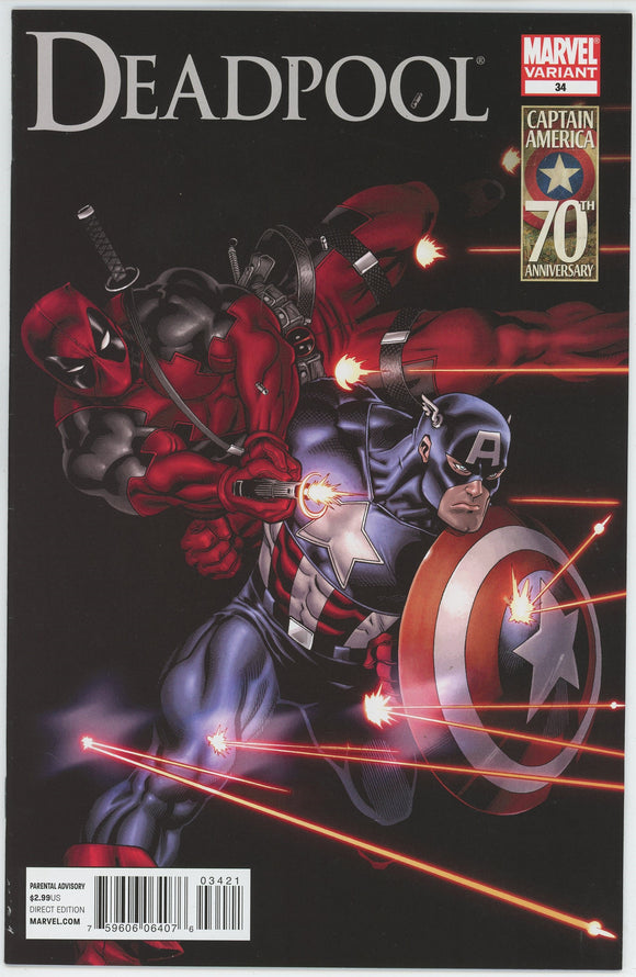 Deadpool #34 (2008) - 8.0 VF *Captain America Anniversary Variant* 1:15