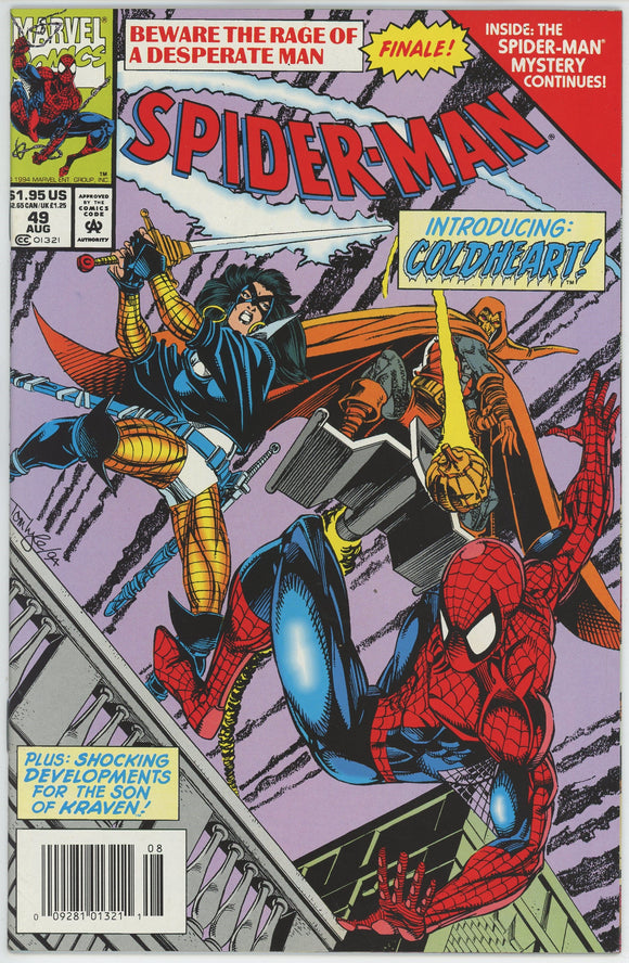 Spider-Man #49 (1990) - 8.5 VF+ *1st Appearance Coldheart* Newsstand