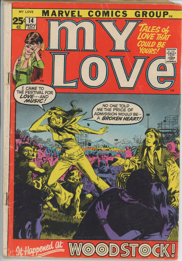 My Love #14 (1969) - 2.5 GD+ *Gray Morrow Cover/Woodstock* Marvel Romance