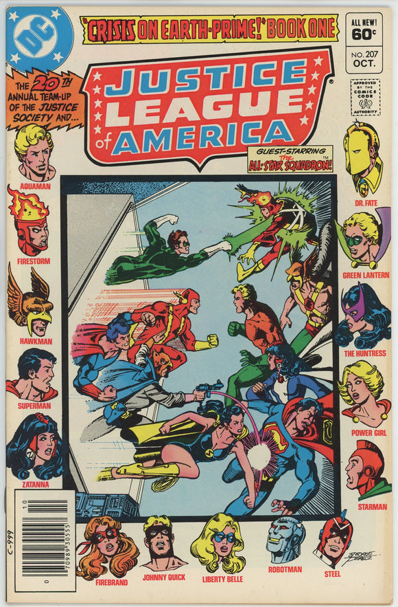 Justice League #207 (1960) - 8.0 VF *Crisis on Earth-Prime* Newsstand