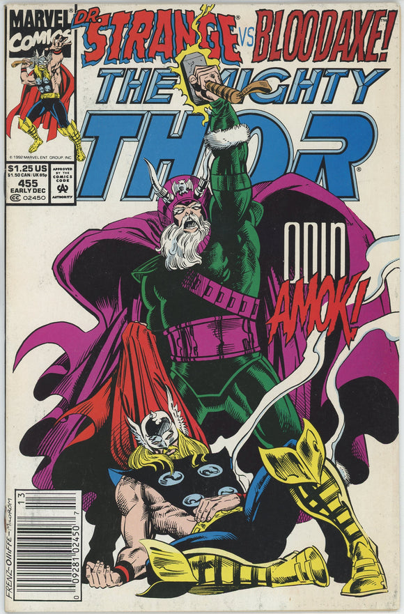 Thor #455 (1962) - 8.0 VF *Odin Unleashed* Newsstand