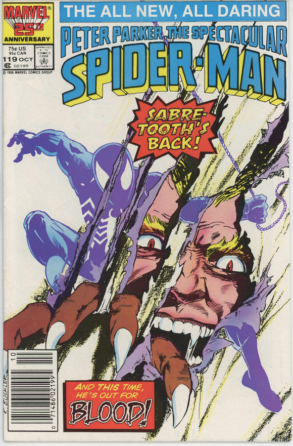 Spectacular Spider-Man #119 (1976) - 7.0 FN/VF *Cool Sabretooth Cover*