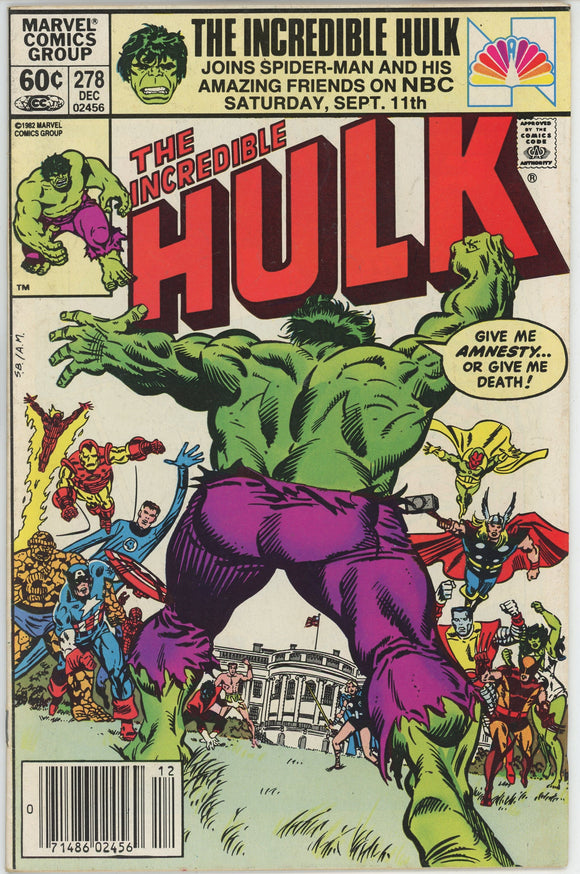 Incredible Hulk #278 (1962) - 7.5 VF- *Amnesty/Avengers* Newsstand